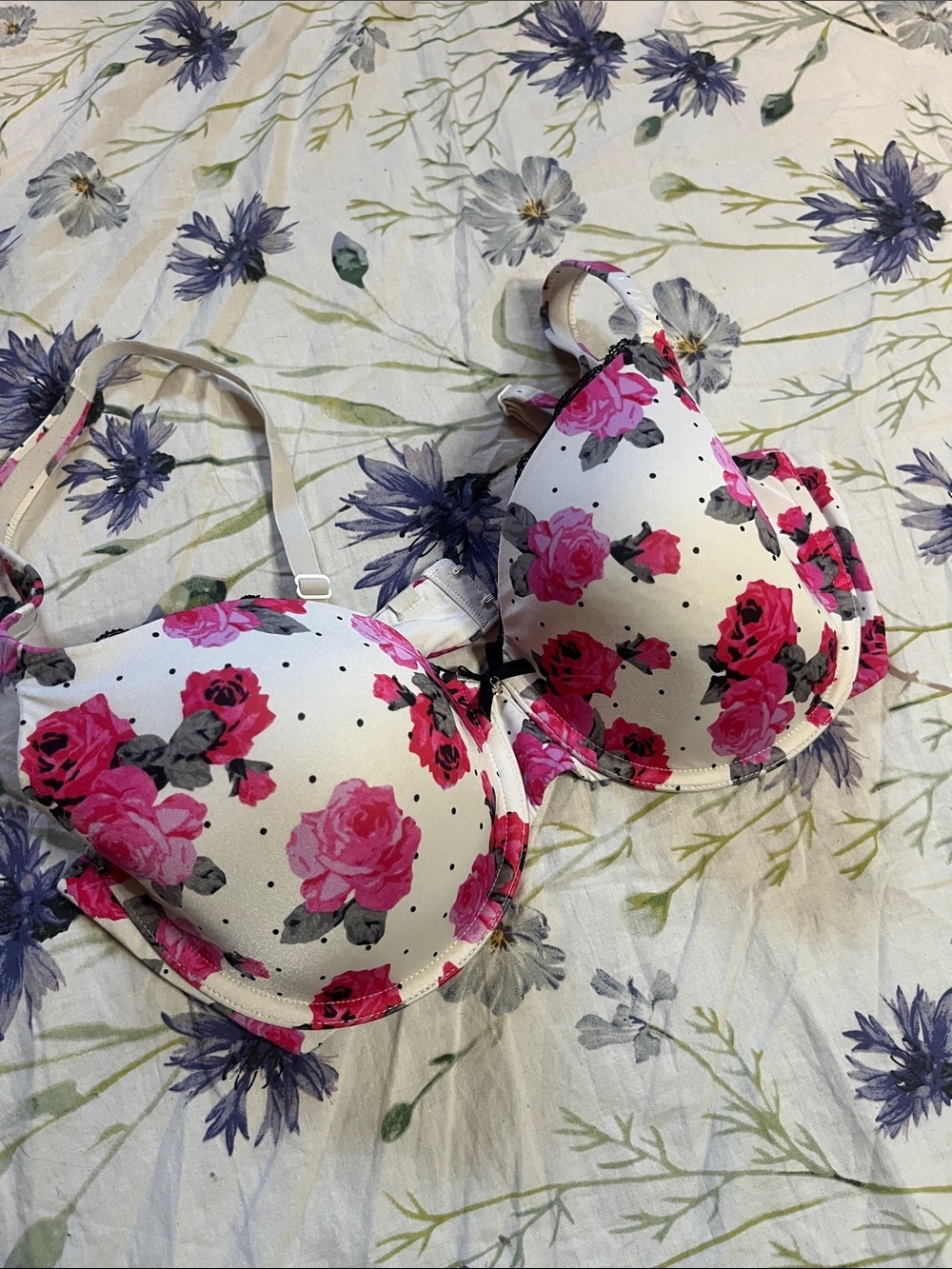 Vintage La SENZA RN 54867 Pink Floral Underwire Bra Size S